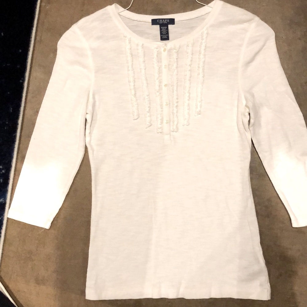 COPY - Woman’s Chaps quarter sleeve white shirt. Sz Medium  worn once